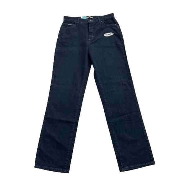 Lee Dark Wash High Rise Stretch Relaxed Fit Straight Leg Denim Jean Size 10 Long - Picture 12 of 12